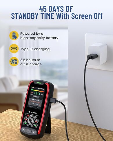 Radon Detector for Home, Rechargeable Radon Monitor with TFT Color Display, Portable Radon Tester with 12H Initial Result, 504 Days Data Memory, Visual & Audible Alert (pCi/L or Bq/m³) in Kuwait