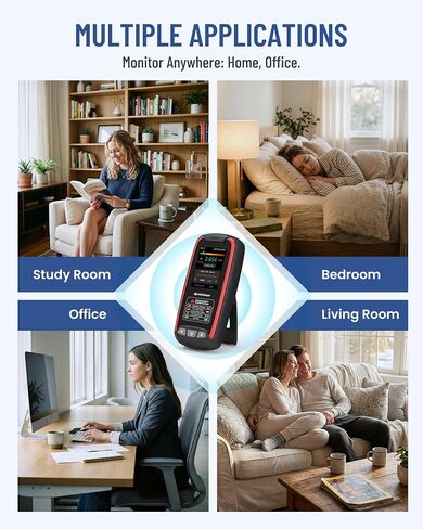 Radon Detector for Home, Rechargeable Radon Monitor with TFT Color Display, Portable Radon Tester with 12H Initial Result, 504 Days Data Memory, Visual & Audible Alert (pCi/L or Bq/m³) in Kuwait