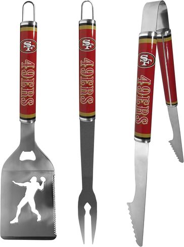 مجموعة أدوات الشواء الفولاذية 3 قطع من Siskiyou Sports NFL San Francisco 49ers، مقاس واحد، ألوان الفريق in Kuwait