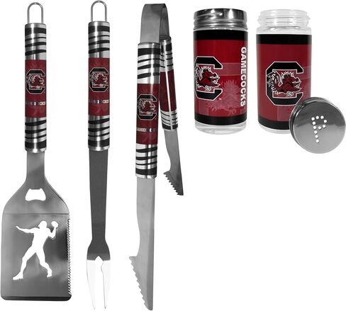 Siskiyou Sports NCAA South Carolina Fighting Gamecocks 3 قطع أدوات شواء الباب الخلفي مع هزازات، ألوان الفريق، مقاس واحد in Kuwait