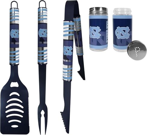 Siskiyou Sports NCAA North Carolina Tar Heels 3pc Color BBQ Tools w/Salt & Pepper Shakers, One Size, Team Colors in Kuwait