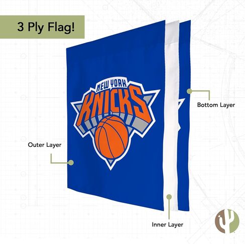 شعار فريق Desert Cactus New York Knicks NBA - مقاس 40 × 30 بوصة، لافتة مزدوجة الجوانب من 3 طبقات للاستخدام الداخلي والخارجي، روح NBA المتينة (علم المنزل B) in Kuwait