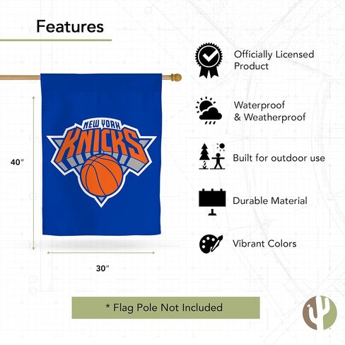 شعار فريق Desert Cactus New York Knicks NBA - مقاس 40 × 30 بوصة، لافتة مزدوجة الجوانب من 3 طبقات للاستخدام الداخلي والخارجي، روح NBA المتينة (علم المنزل B) in Kuwait
