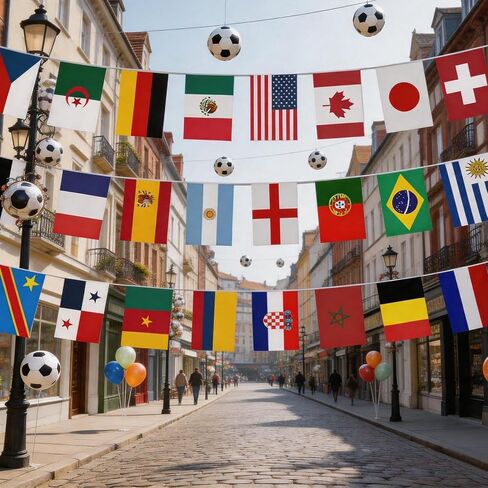 48 Countries String Flags Banner for World Cup Decorations, Double Sided Fabric 2026 Soccer Party Supplies for Soccer Fans Event Olympics Sports Bar Street School Outdoor Indoor Decor (5.5 x 8.3" - 49Ft) in Kuwait