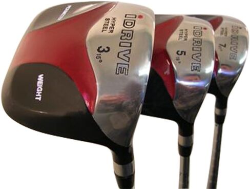 مجموعة نوادي الجولف الخشبية iDrive Red Square Anti-Slice Draw Fairway 3 5 7 من مجموعة نوادي الجولف الخشبية للرجال الكبار، مرنة لكبار السن مع قبضة ممتازة لالتهاب المفاصل للرجال in Kuwait