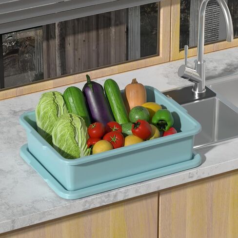 Bus Tubs Commercial, 13 L Meat Tubs with Lids, Mint Green, 3 Pack in Kuwait