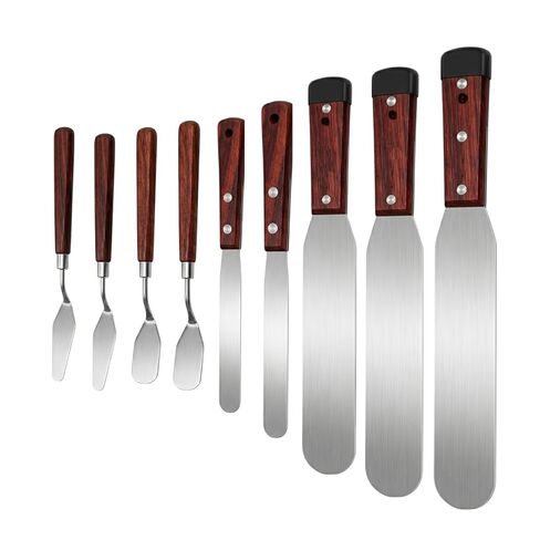5-Piece Caulking Spatula Set with Wooden Handle, Essential Caulk Finishing Tools Kit with Canvas Storage Bag, 1.0mm Ultra-Flexible Stainless Steel Scraper for Kitchen Sinks, Windows & Tight Corners 03 in Kuwait
