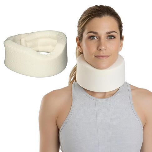 Sammons Preston Universal Contour Cervical Brace, Adjustable Hook and Loop Closure, For Neck Strain, Injury, or Post-Op Surgery, Relieves Neck Pain and Spine Pressure, Cream Color, 2" High in Kuwait