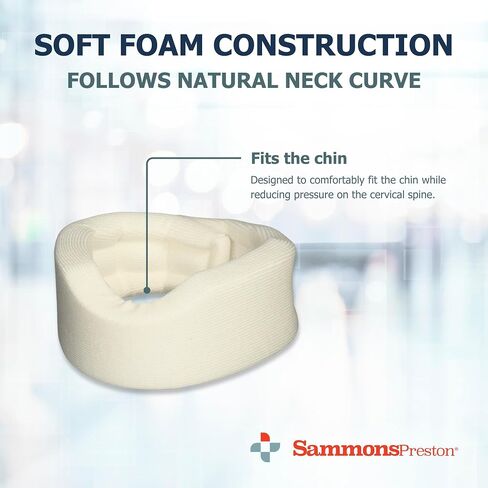 Sammons Preston Universal Contour Cervical Brace, Adjustable Hook and Loop Closure, For Neck Strain, Injury, or Post-Op Surgery, Relieves Neck Pain and Spine Pressure, Cream Color, 2" High in Kuwait