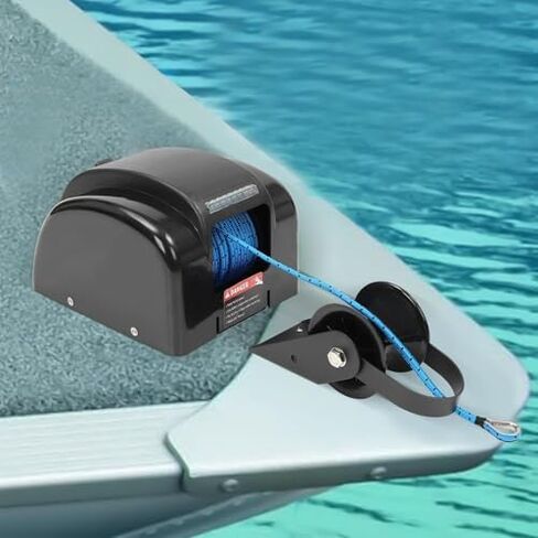 12V Electric Anchor Winch Kit, 45 Lbs Saltwater Windlass with Remote Control & 100ft Nylon Rope for Fishing, Pontoon & Yacht Boats in Kuwait