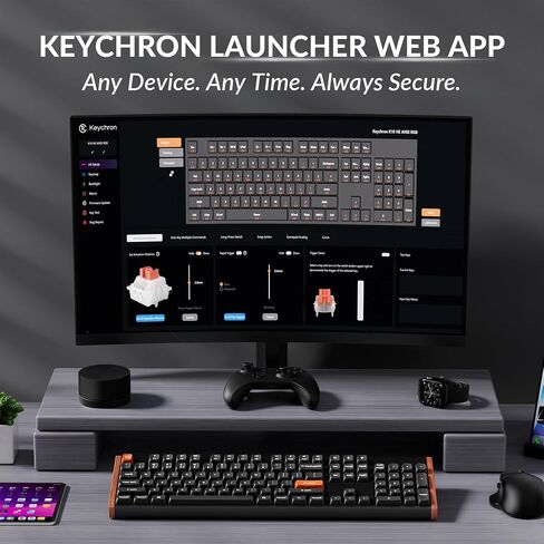 لوحة مفاتيح Keychron K10 HE Hall Effect، مفتاح مغناطيسي أحمر صامت فائق السرعة، لوحة مفاتيح لاسلكية كاملة الحجم ثلاثية الأوضاع مع مشغل سريع، تشغيل قابل للتعديل، RGB، إطار من الألومنيوم + الخشب - أسود in Kuwait