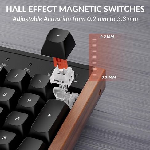 لوحة مفاتيح Keychron K10 HE Hall Effect، مفتاح مغناطيسي أحمر صامت فائق السرعة، لوحة مفاتيح لاسلكية كاملة الحجم ثلاثية الأوضاع مع مشغل سريع، تشغيل قابل للتعديل، RGB، إطار من الألومنيوم + الخشب - أسود in Kuwait
