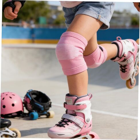 DECHOUS 2 Pairs Sports Elastic Knee Supports, Non Slip Nylon Knee Sleeve with Cushioning and Robust Protection, for Football, Basketball, Roller Skating and Youth Sports Activities in Kuwait
