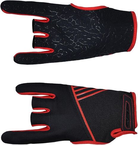 ibasenice Silicone Anti-Slip Bowling Gloves Red L/XL, Breathable Fingerless Sports Gloves for Outdoor Fitness and Professional Bowling in Kuwait