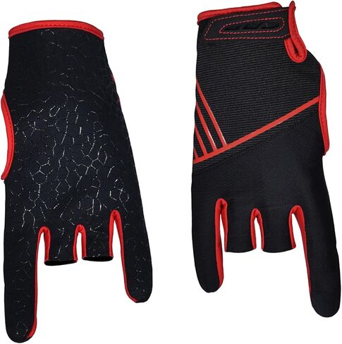Ciieeo Silicone Anti-Slip Bowling Gloves with Breathable Palm Grip, Elastic Outdoor Sports Gloves, Red L/XL for Professional Bowling and Fitness Training in Kuwait