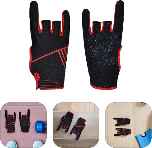 VICASKY Silicone Anti-Slip Sports Gloves Breathable Half Finger Bowling Gloves Red Size L/XL for Outdoor Fitness and Professional Bowling in Kuwait