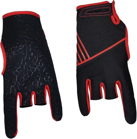 VICASKY Silicone Anti-Slip Sports Gloves Breathable Half Finger Bowling Gloves Red Size L/XL for Outdoor Fitness and Professional Bowling in Kuwait