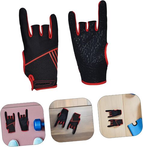 Alasum Silicone Anti-Slip Sports Gloves Half Finger Breathable Professional Bowling Gloves for Men and Women Outdoor Fitness Red L/XL in Kuwait