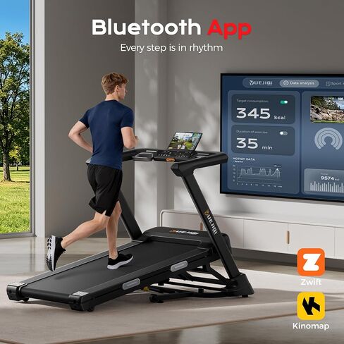 YUEJIQI Treadmill with 25% Auto Incline, 4.0HP Quiet Brushless Folding Treadmills, 10 MPH Max Speed, LED Touchscreen, 300LBS Capacity Home Office Treadmill for Running Jogging Walking in Kuwait