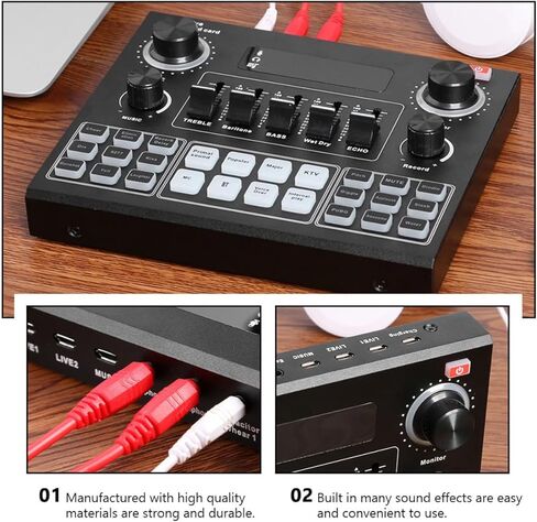 SUPVOX Portable Phone Live Streaming Sound Card V9 Set with Voice Changer, External Audio Mixer for Smartphone and Laptop, Sound Effects Processor for Broadcasting and Recording in Kuwait