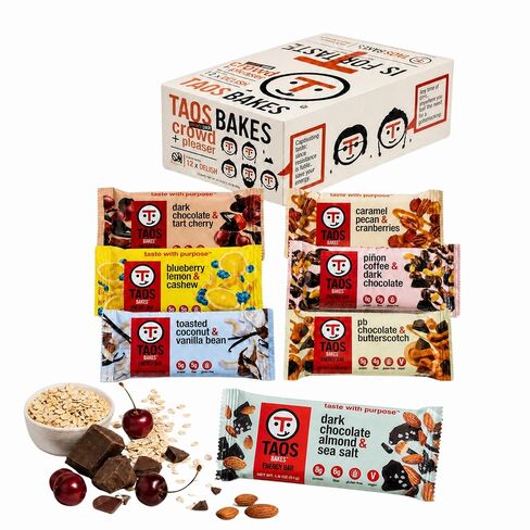 Taos Bakes - Caramel Pecan + Cranberries - Breakfast Bars - 5g Fiber & Gluten Free - Healthy Snacks for Adults - Filled with Pecans, Cranberries, Sesame Seeds, & Chia Seeds - (12 Pack, 1.8oz Bars) | bike-handlebars in Kuwait