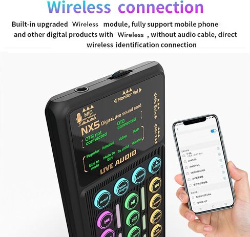 مغير صوت محمول من Asixxsix، 8 تأثيرات صوتية و6 أوضاع عكسية، لوحة صوت بلوتوث مع تقليل الضوضاء وتعديل درجة الصوت، للكمبيوتر الشخصي والهواتف اللوحية والبث المباشر للألعاب in Kuwait