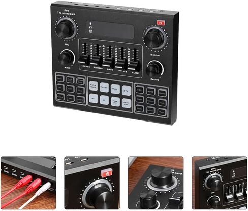 Abaodam Mobile Phone Live Streaming Sound Card V9 Set, External Audio Mixer with Voice Changer, Portable Soundboard for Phone and Computer Streaming, Podcasting, Gaming, and Karaoke in Kuwait