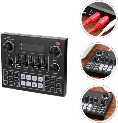 Abaodam Mobile Phone Live Streaming Sound Card V9 Set, External Audio Mixer with Voice Changer, Portable Soundboard for Phone and Computer Streaming, Podcasting, Gaming, and Karaoke in Kuwait