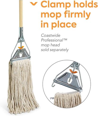 COASTWIDE Professional Side-Gate Wood Wet Mop Handle, 60 Inches, Galvanized Metal Head, 2-Pack — Heavy‑Duty Mop Handle for Commercial Mopping in Kuwait