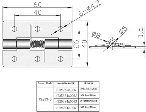 Hardware CL253-6 Spring Hinge Rebound Load-Bearing Self Closing Door 1Pcs in Kuwait