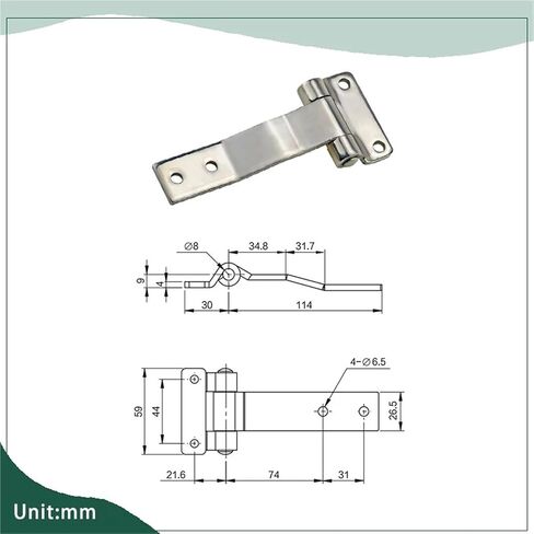 T-Shaped Long Tongue 304 Stainless Steel Hinge 1Pcs in Kuwait