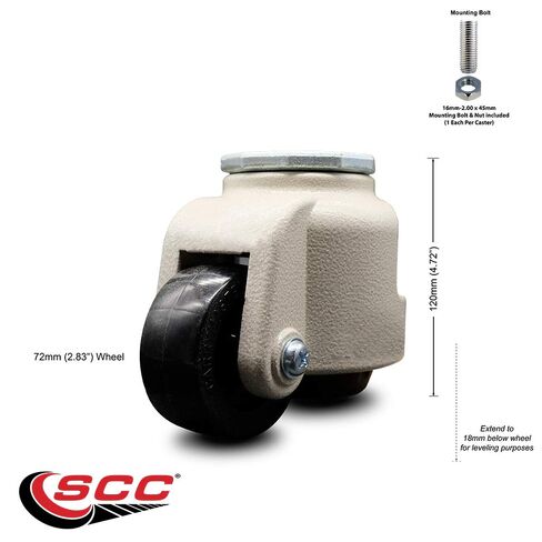 Nylon Swivel Threaded Stem Caster w/2.83" Black Wheel and M16 x 2.0mm x 24mm Stem - 1100 lbs Capacity/Caster - Service Caster Brand in Kuwait