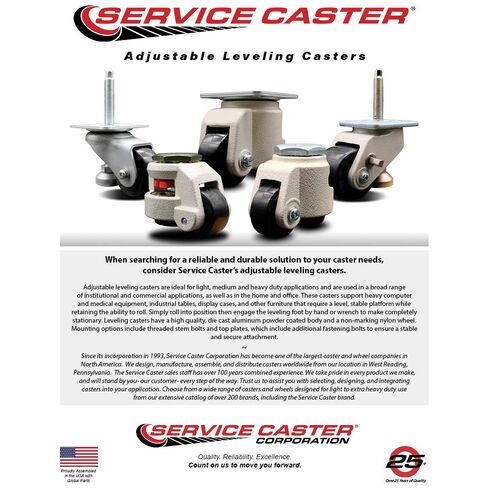 Nylon Swivel Threaded Stem Caster w/2.83" Black Wheel and M16 x 2.0mm x 24mm Stem - 1100 lbs Capacity/Caster - Service Caster Brand in Kuwait