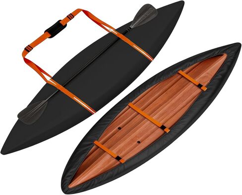 Heavy Duty Oxford Cloth Kayak Cover Waterproof Kayak Covers for Indoor & Outdoor Storage, UV, Dust Resistant Fishing Boat Cover for 13.8ft-15ft Canoe Silver Tone in Kuwait