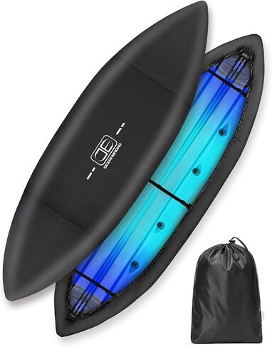 OCEANBROAD Kayak Cover, Water-Resistant UV-Resistant Kayak(Non-Fishing) Canoe Dust Covers for Outdoor Storage, Suitable for 9.3-10.5ft Length, Up to 34in Width, 420D Black in Kuwait