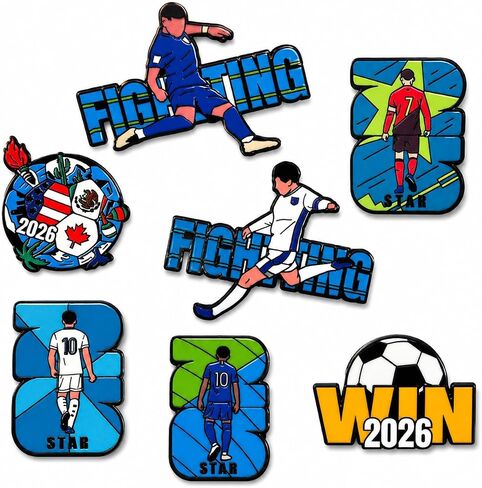 هدايا كأس العالم 7 قطع 2026 مجموعة شارات سبيكة، مجموعة دبابيس تذكارية لمشجعي كرة القدم، هدية للاعب النجوم، ملحقات كرة القدم للرجال والنساء والمراهقين، هدايا الحفلات الصغيرة in Kuwait