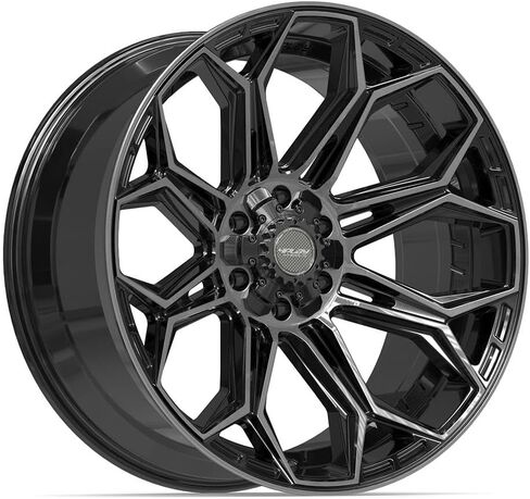 4 Play Wheels 4P83 22 Inch Rim Fits 6x135 و 6x139.7 22x10 Black Black مع صافي ملون (1) in Kuwait