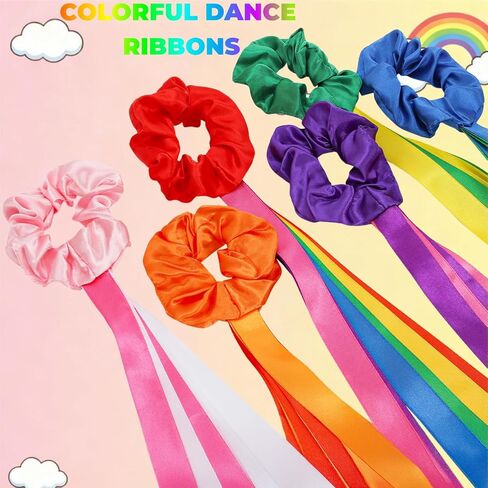 Covzoe 12 Pieces Dance Ribbons, Rainbow Rhythm Ribbons Elastic Wrist Streamers Handheld, Colorful Gymnastics Decorations Princess Girls Party Supplies for Dance Performances Birthday Festive Events in Saudi Arabia