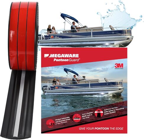 MEGAWARE KEELGUARD PontoonGuard، طقم 40 قدمًا لما يصل إلى 25 قدمًا عائمًا، أسود | صناعة أمريكية، تحمي الجوانب الخشبية من التآكل عند الإرساء، شريط أمان عاكس يعزز الرؤية الليلية in Kuwait