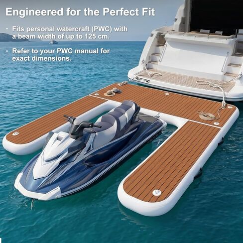 8.5ft Inflatable Jet Ski Dock, U-Shaped Heavy-Duty PWC Floating Platform with Non-Slip EVA Pad, Portable Marine Docking Station for Lake Ocean Marina, Includes Pump in Kuwait