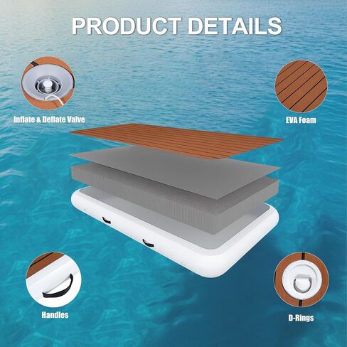 8.5ft Inflatable Jet Ski Dock, U-Shaped Heavy-Duty PWC Floating Platform with Non-Slip EVA Pad, Portable Marine Docking Station for Lake Ocean Marina, Includes Pump in Kuwait