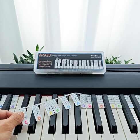 شرائط نوتة البيانو BEATBIT مع Solfege Do Re Mi، ملصقات لوحة مفاتيح البيانو القابلة للإزالة، ملصقات ملاحظات مفاتيح البيانو للمبتدئين في تعلم البيانو، تناسب مفتاح 88/76، أسود in Kuwait