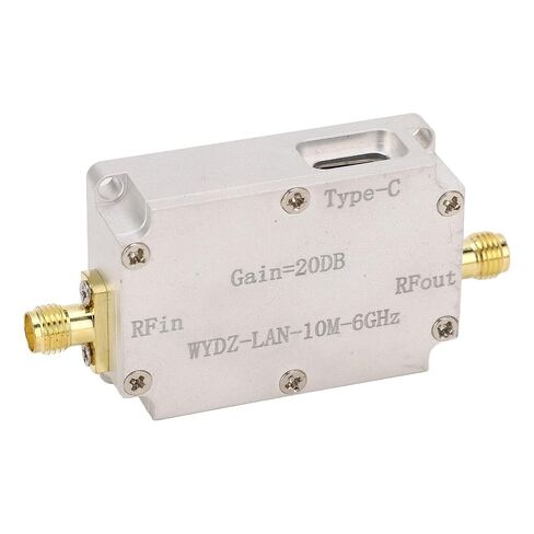 مضخم صوت منخفض الضوضاء مع موصل SMA، LNA 10M 6 جيجا هرتز 20dB مضخم ترددات الراديو عالي التسطيح لراديو FM، سبائك الألومنيوم يعمل بتيار مستمر 5 فولت، مثالي لإشارة GPS in Kuwait