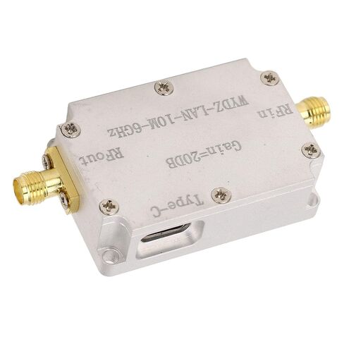 مضخم صوت منخفض الضوضاء مع موصل SMA، LNA 10M 6 جيجا هرتز 20dB مضخم ترددات الراديو عالي التسطيح لراديو FM، سبائك الألومنيوم يعمل بتيار مستمر 5 فولت، مثالي لإشارة GPS in Kuwait