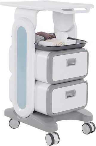 3 Tiers Lab Utility Cart with 2 Drawers & 1 Top Tray Medical Trolley Cart with 4 Silent Wheels for Hospital Office Bedroom Clinic in Kuwait