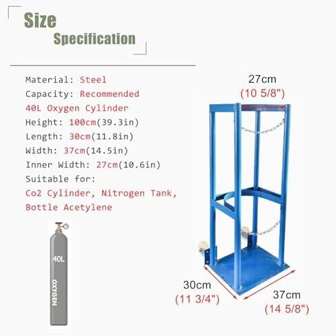 Cylinder Tank Holder Universal Gas Cylinder Cart Trolley, Portable Rolling Oxygen Tank Cart, Large Heavy Duty Oxygen Cylinder Rack for Laboratory/Factory(Holds one can) in Kuwait