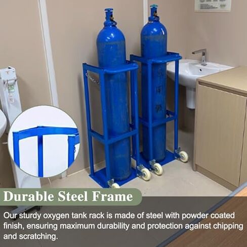 Cylinder Tank Holder Universal Gas Cylinder Cart Trolley, Portable Rolling Oxygen Tank Cart, Large Heavy Duty Oxygen Cylinder Rack for Laboratory/Factory(Holds one can) in Kuwait