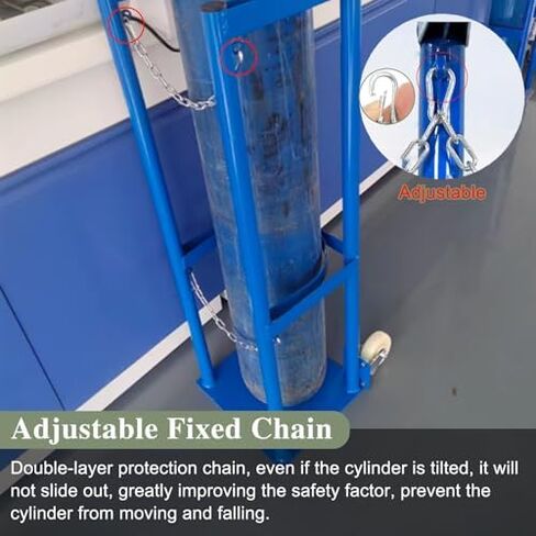 Cylinder Tank Holder Universal Gas Cylinder Cart Trolley, Portable Rolling Oxygen Tank Cart, Large Heavy Duty Oxygen Cylinder Rack for Laboratory/Factory(Holds one can) in Kuwait
