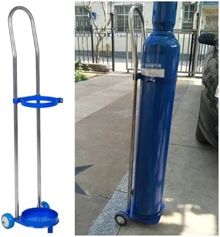 Lightweight Stainless Steel Gas Cylinder Cart with 2 Wheels, Indoor & Outdoor Rolling Rack, 10L Organizer Shelf for Laboratories - 31.5 inch (80cm) in Kuwait