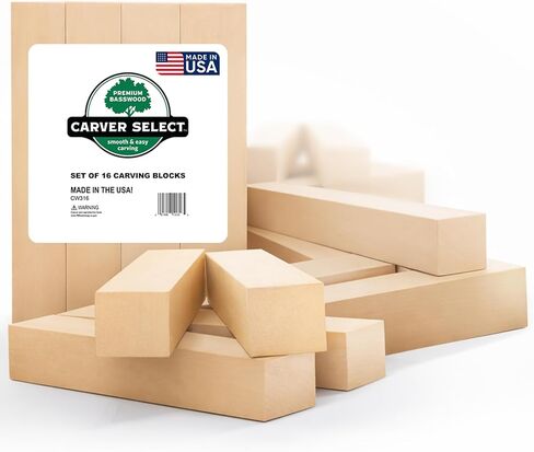 Basswood Carving Blocks Set of 16 – Wood Carving Kit with Premium Bass Blocks – for Crafts & Whittling – Ideal for Beginners & Professionals in Saudi Arabia
